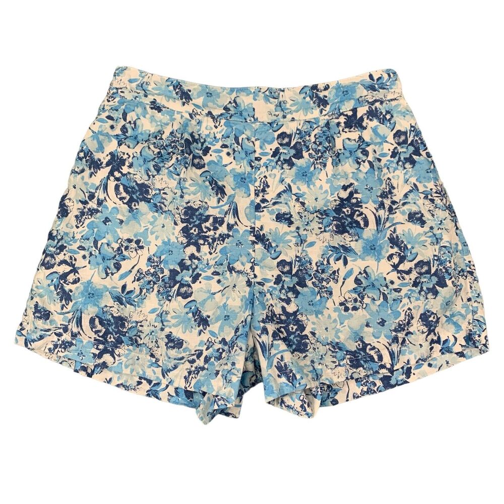 Abercrombie & Fitch Shorts Womens S Small Blue Floral Lined Elastic Waist Cotton
